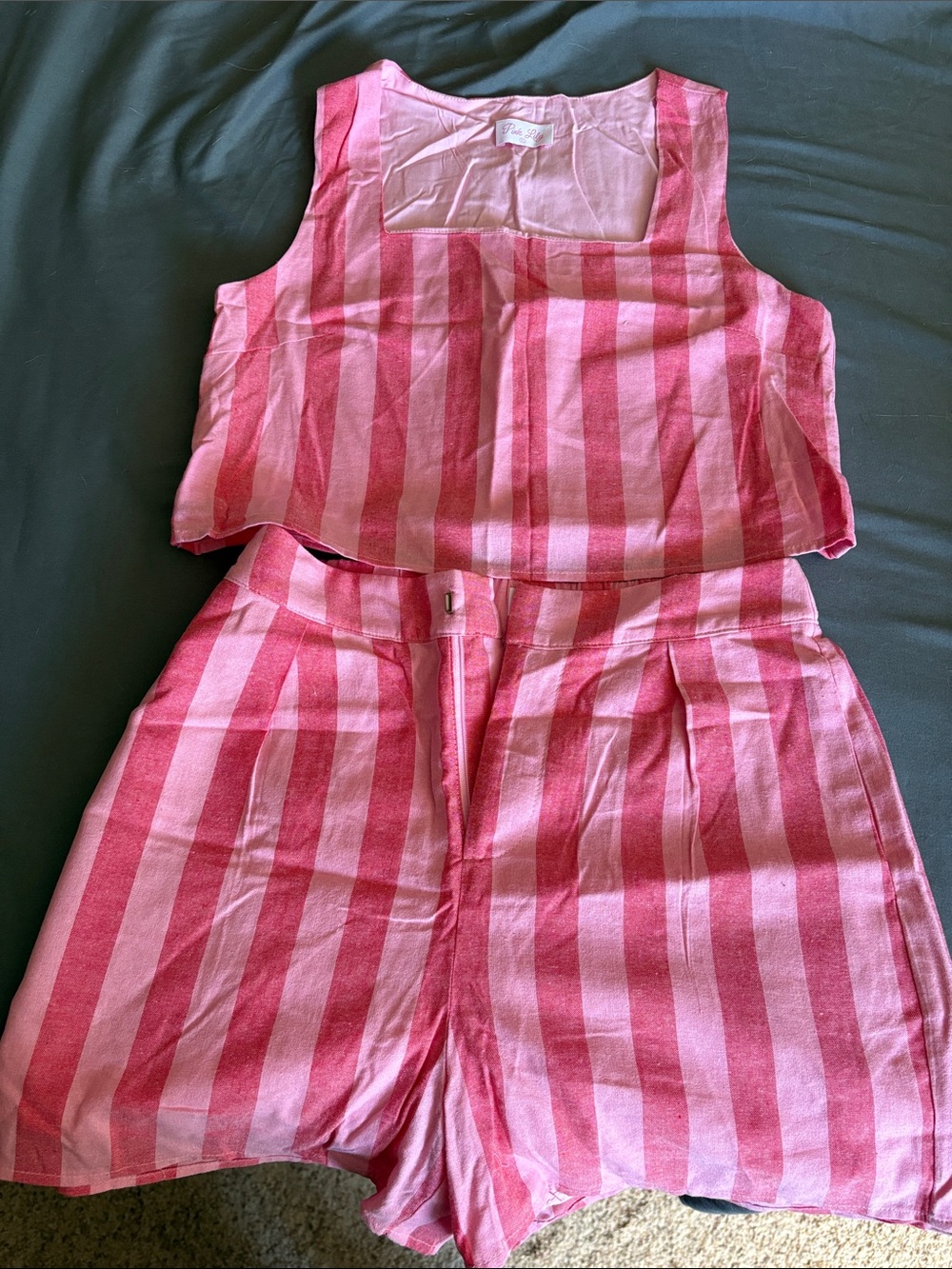 Pink Striped Shorts and Tank Set - Pink Lily